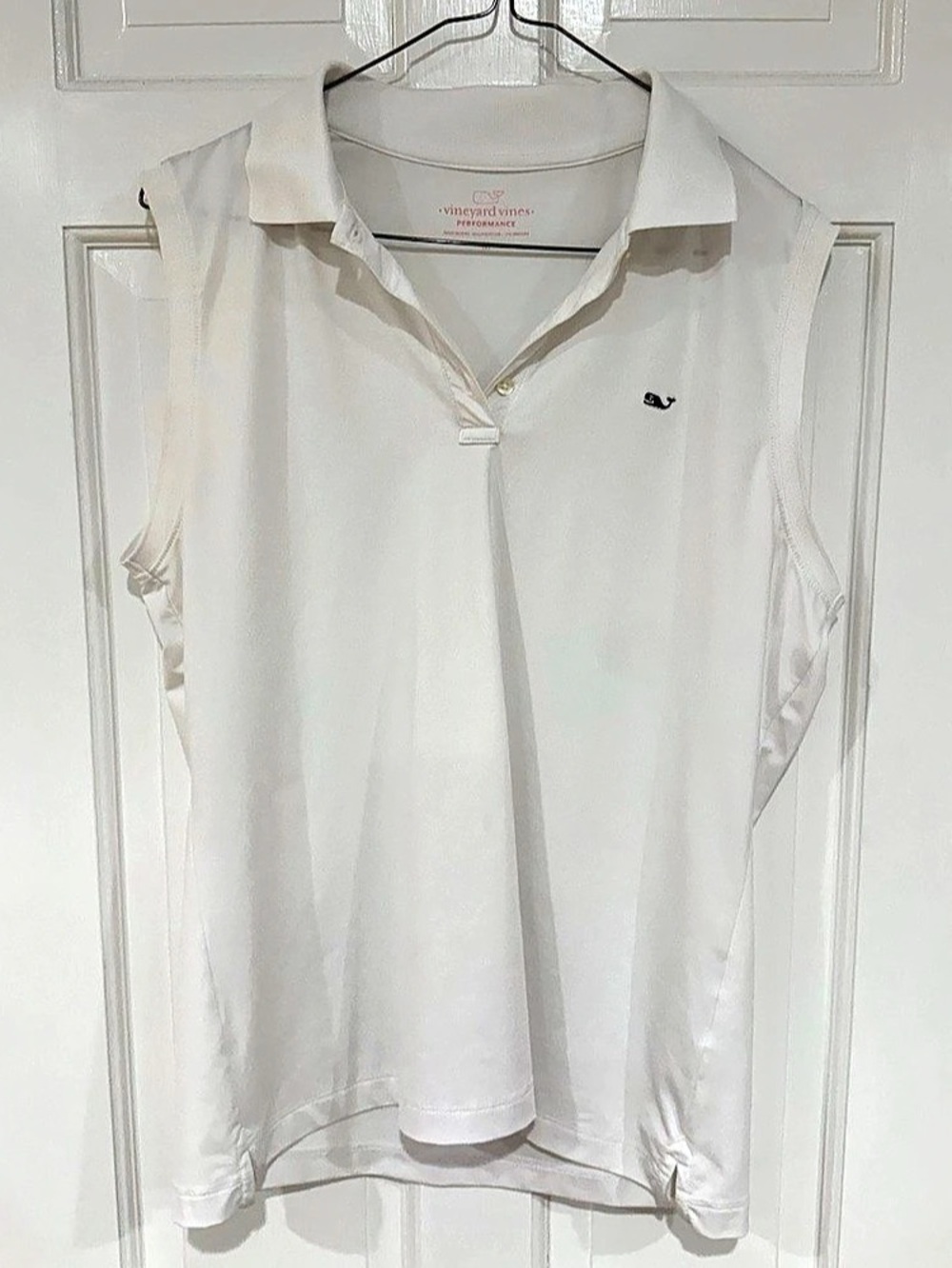 vineyard vines Women's Performance Sleeveless Polo in White Medium